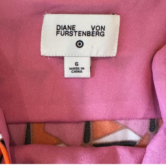 Diane Von Furstenberg X Target Dress Mini Retro Geo Print Pink Orange Black Sz 6 - Picture 12 of 15